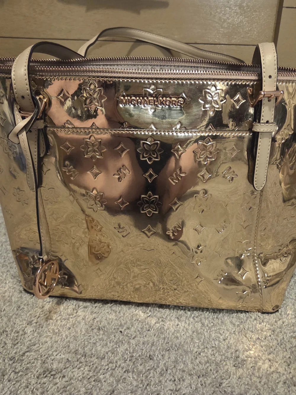 Michael Kors Gold Embossed Tote Bag